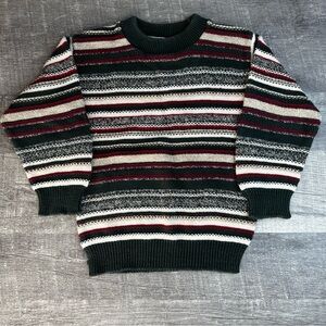 Vintage Jack & Tar Kids Striped Knit Crewneck Sweater Size 5 Made In USA